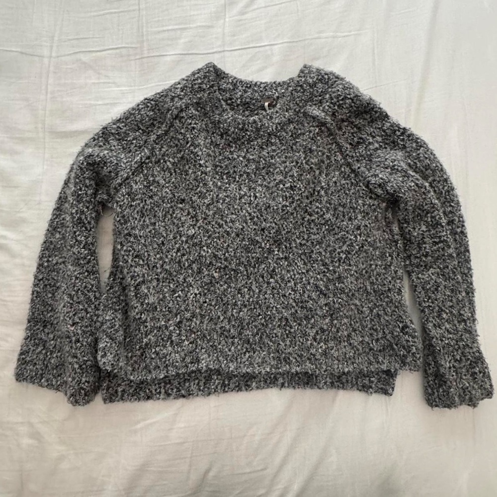 Free People Grey Slouchy Knit Cropped Sweater XS